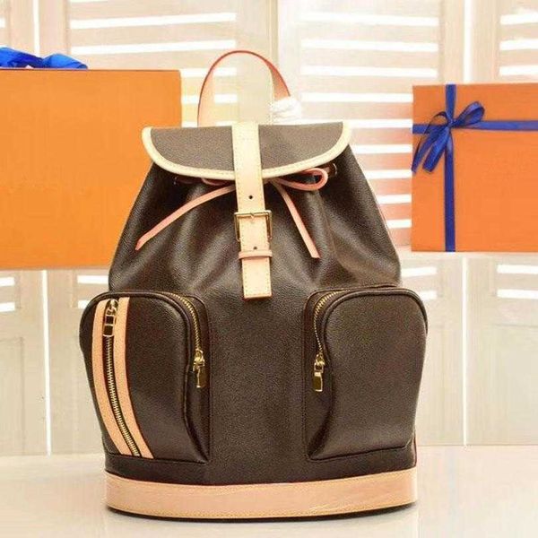 

fashion leather luggage travel bag brown flower backpacks school bags women and men backpack springs lady outdoor duffle