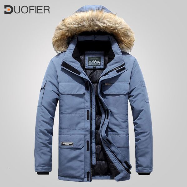 

mens down parkas winter white duck male casual thick warm puffer jacket big fur hooded windbreaker jackets detachable hat coats 221129, Black