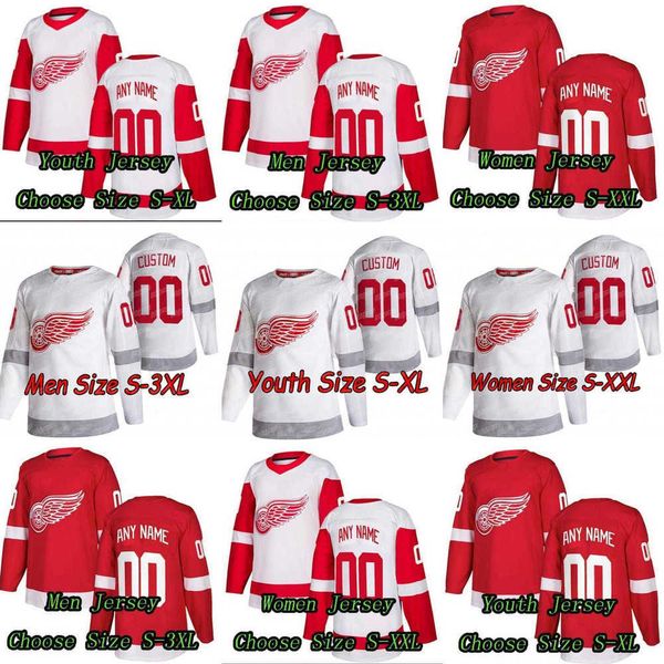 

detroit red hockey jerseys wing 53 moritz seider 38 robert hagg 14 robby fabbri 11 filip zadina 82 jord an oesterle 35 ville husso 39 alex n, Black;red
