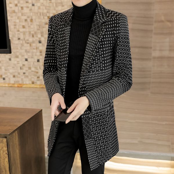 

men's wool blends long slim male wool trench coat fashion spring and autumn korea style woolen jacket coat long wool blends men q117 22, Black