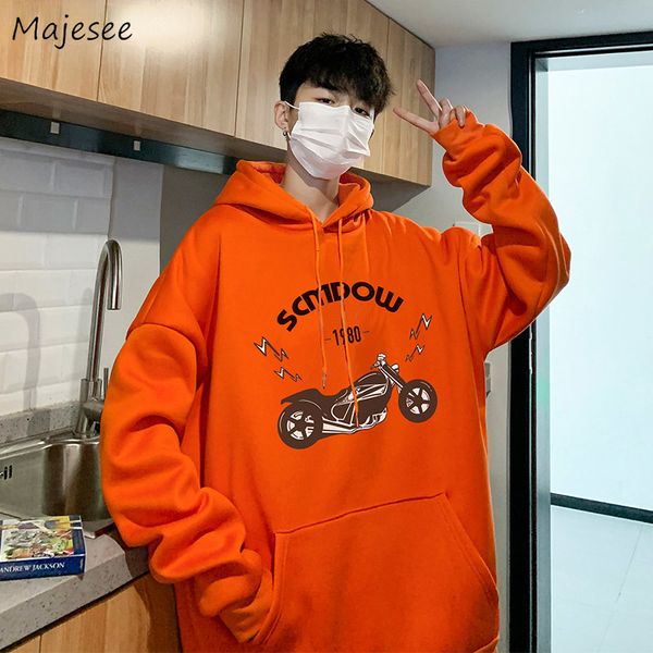 

men's hoodies sweatshirts men hooded handsome ins motorcycle print casual all match korean style fashion harajuku loose streetwear 2211, Black