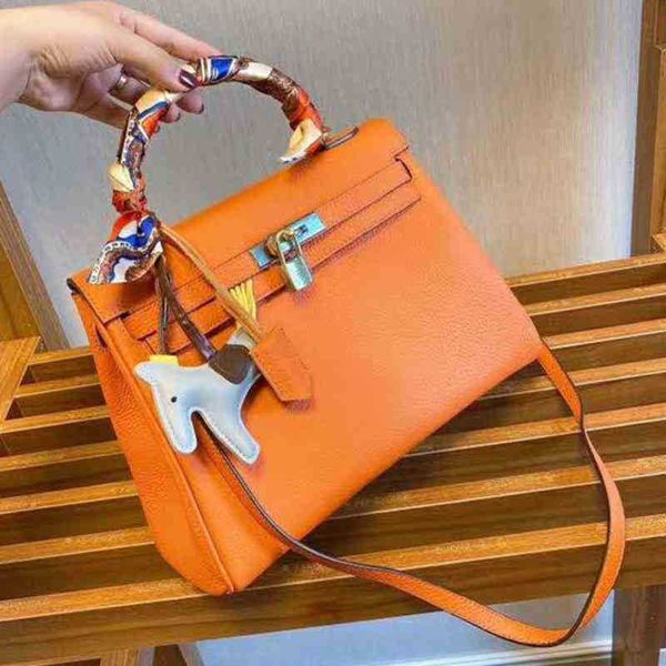 

designer kellies handbags herme genuine woman leather shoulder bride bag litchi grain head layer cowhide crossbody owf4