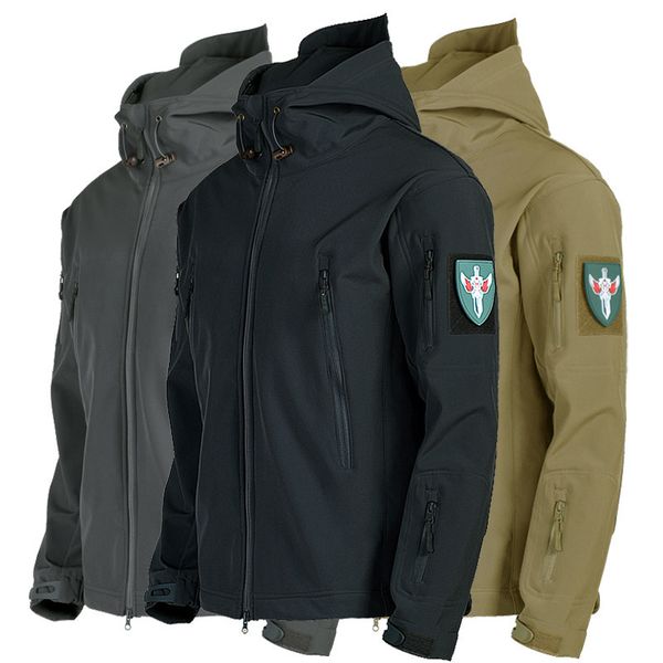 

mens jackets military shark skin soft shell men tactical windproof waterproof jacket men army combat hooded coats 221130, Black;brown