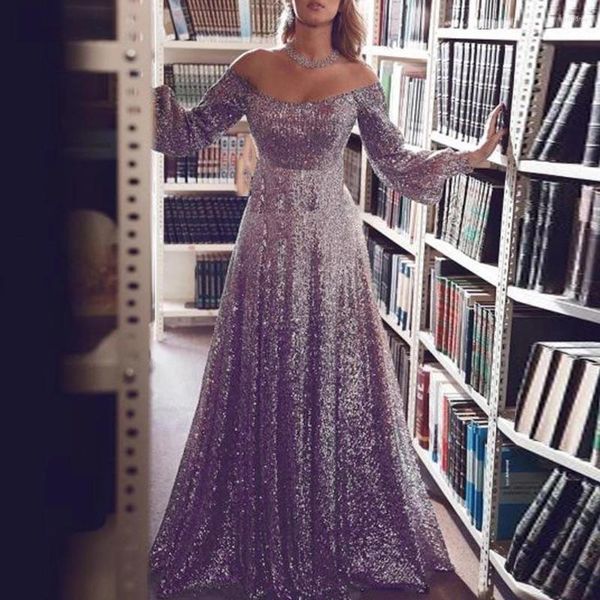

hoodies 2022 off shoulder long sleeve sequin evening party maxi reflective, Black