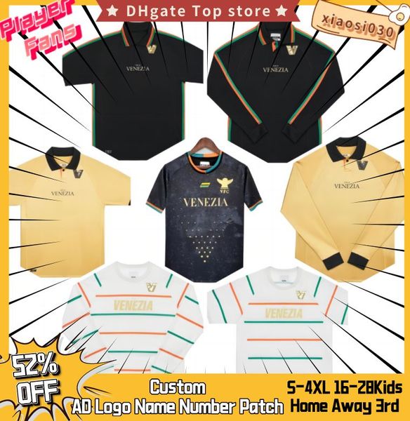 

new s-4xl 22 23 venezia fc soccer jerseys home white third blue 4th red 10# aramu 11# forte venice 2022 2023 busio 27# football shirts 3rd a, Black;yellow