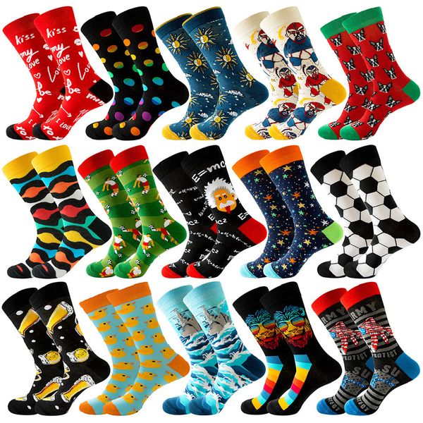 

mens socks happy women novelty cartoon sock combed cotton funny big size crew harajuku hip hop thick long 221130, Black