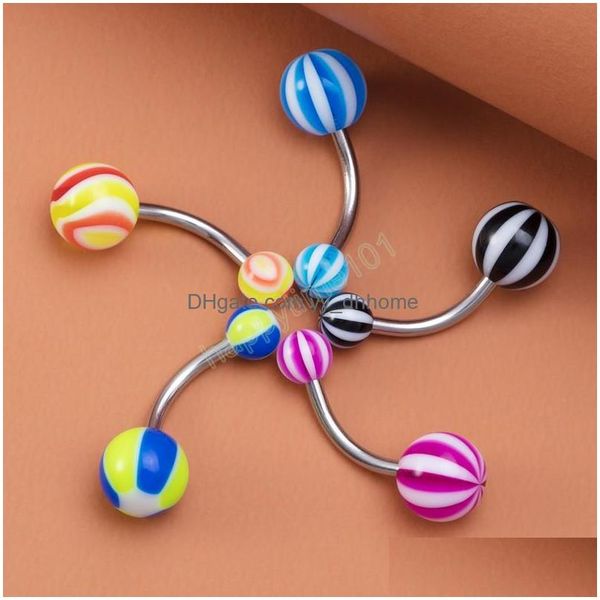 

navel bell button rings candy colors belly button ring acrylic navel bar piercing stud stainless steel barbell nombril for women b dh3s7, Silver