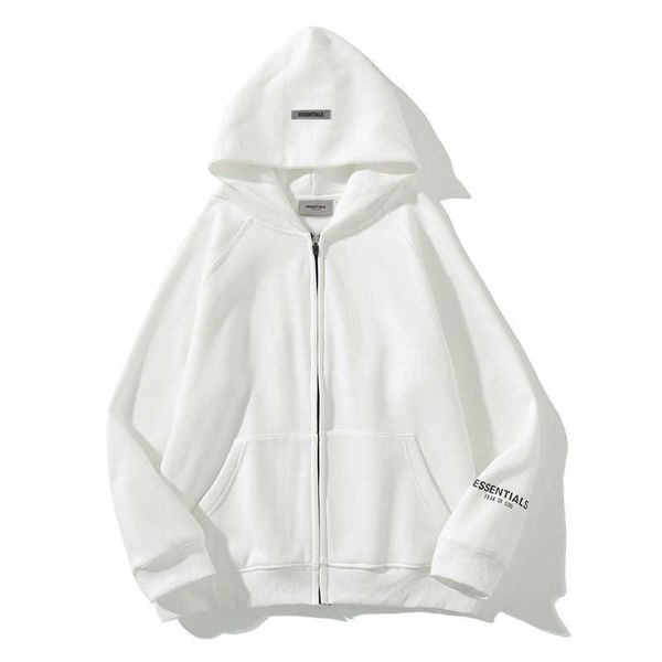 

men's and women's hoodies 2022 fashion brand essential autumn winter new style multi thread reflective letter zipper hooded sweate, Black