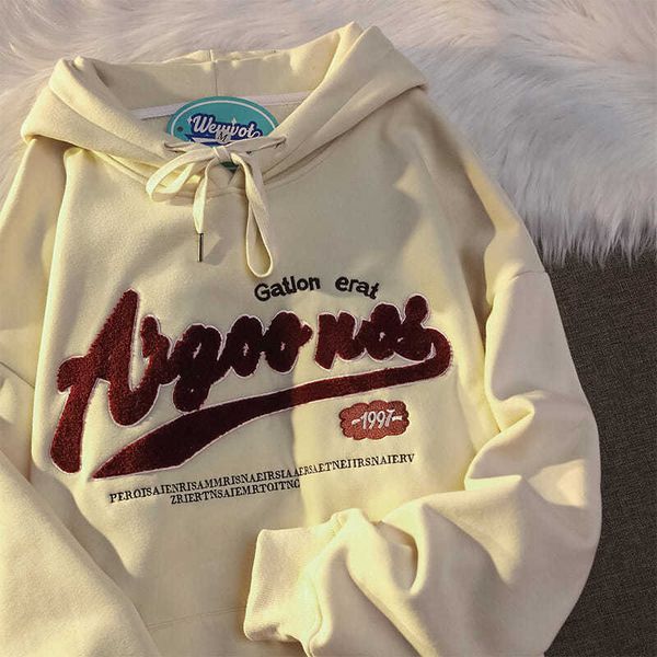 

women's hoodies sweatshirts aesthetic sweatshirt fashion streetwear long sleeve graphic embroidery y2k style vintage loose hooded hoodi, Black