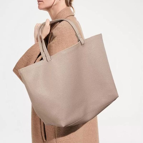 

evening bags minimalism french style women tote bag luxury genuine leather cowhide handbags and purses large shopper solid color