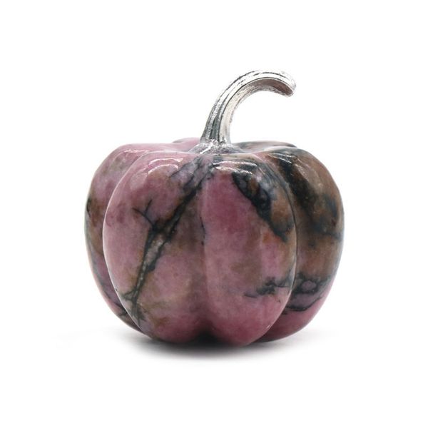 

30mm natural stone multiple halloween pumpkins shape crafts natural rhodonite pumpkin ornament, Black