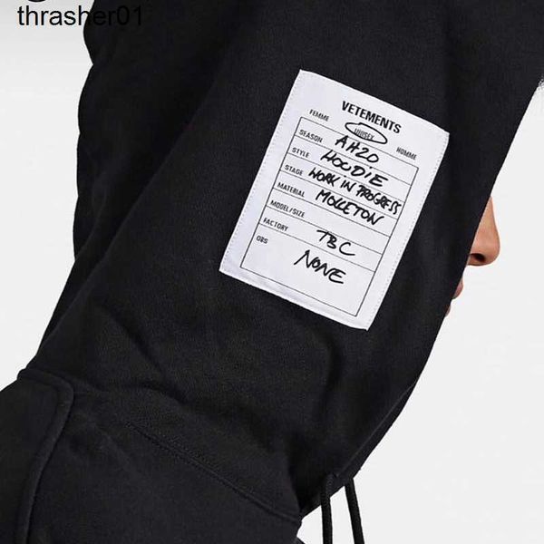 

men's hoodies sweatshirts designer loose casual fashion embroidery patch cotton vtm men women pullover streetwear hoodie, Black