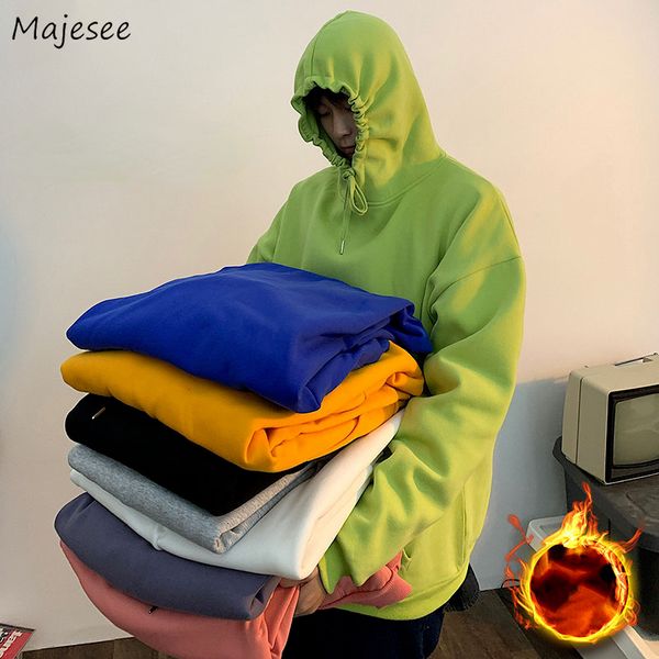 

men's hoodies sweatshirts candy colors couples hoodie winter warm men hooded sweatshirt harajuku simple s 3xl autumn long sleeve outwea, Black