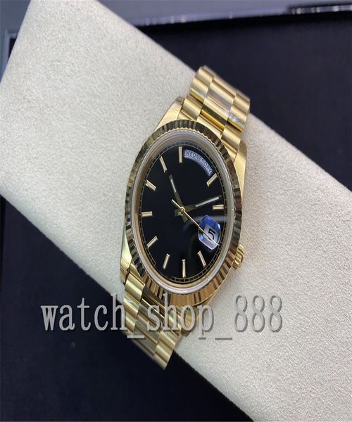 

ew factory mens watch better quality watches 40mm day-date president 40mm black dial 18k yellow gold 228238 cal.3255 movement mechanical aut, Slivery;brown