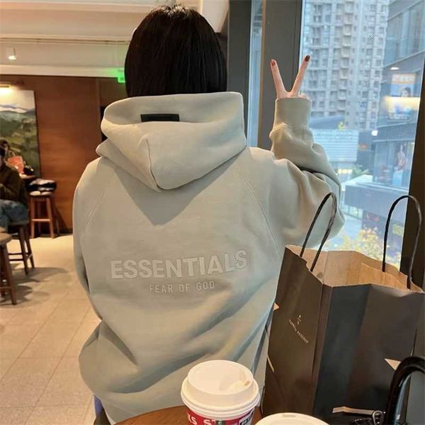 

hoodies hweatshirts autumn and winter 2022 essentials sweater plush tide brand hooded letter small batch, Black