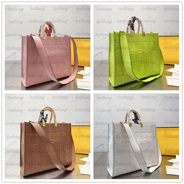 

sunshine shopping bag leather designer detchable shoulder strap handbags roma lettering two handles luxurys bags