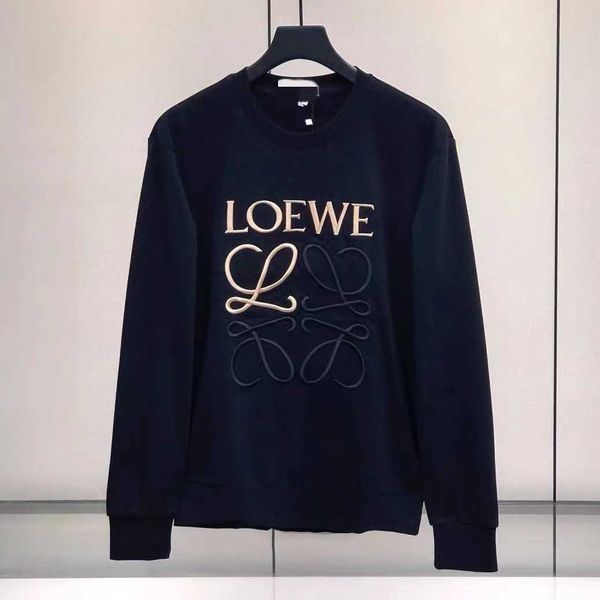 

designers hoodies loew's fashion man long sleeve warm cotton autumn and winter new classic embroidery neck sweater men women, Black