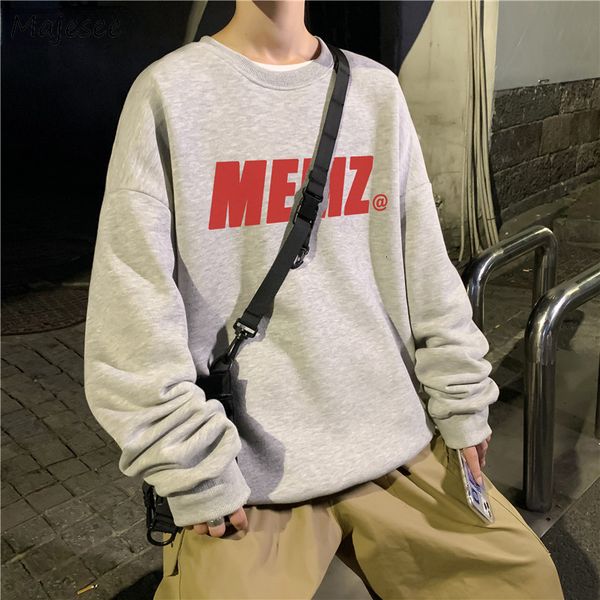 

men's hoodies sweatshirts letter printed men fleece cozy loose autumn winter harajuku hip hop streetwear basic clothing for hombre tre, Black