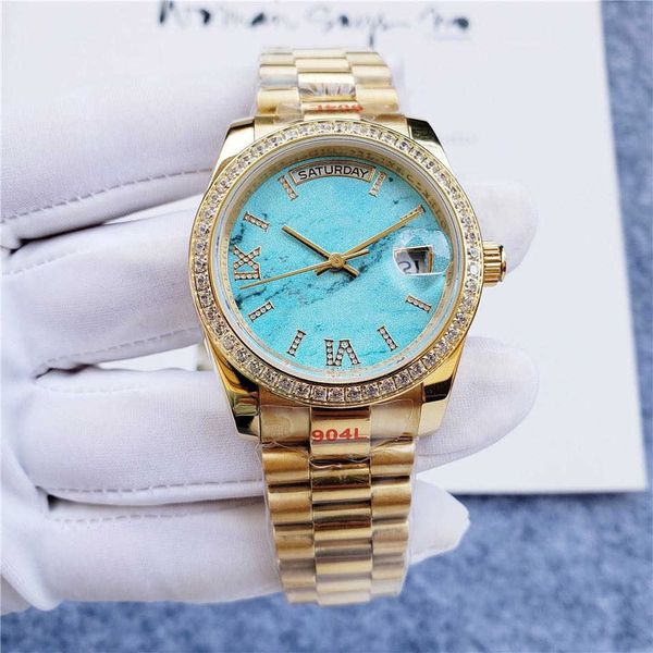

luxury designer classic fashion automatic watch inlaid with diamond size 36mm sapphire glass a ladies' favorite christmas gift, Slivery;golden