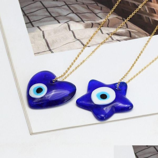 

pendant necklaces turkey star heart glass evil eye necklace for women blue eyes pendant choker necklaces drop delivery jewelry pendan dhorj, Silver