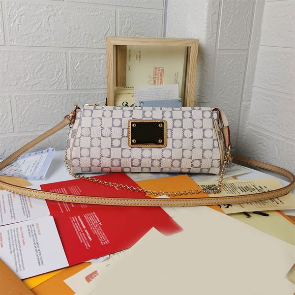 

leather eva crossbody bag women chessboard handbags purse removable strap chain damier canvas zipper closure classic hand clutch dinner bag