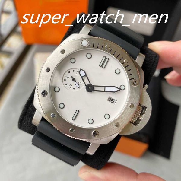 

3a quality men watch auto 44mm steel mens rubber strap pam automatic white dial mechanical watches sapphire luminescent waterproof men', Slivery;brown
