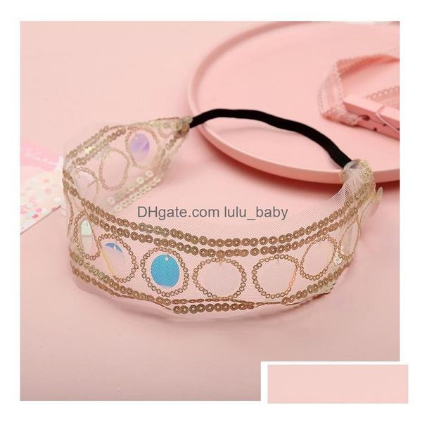 

other fashion accessories summer vintage fashion womens sequins lace headband elastic headbands ladies elegant hair band drop delive dhbvq, Silver
