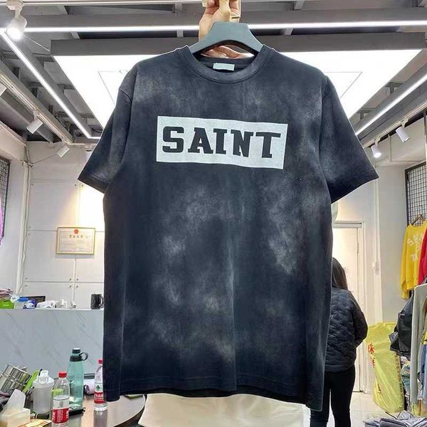 

men's t-shirts hand-painted heavy-duty washed distressed cross loose short-sleeved t-shirt t221130, White;black