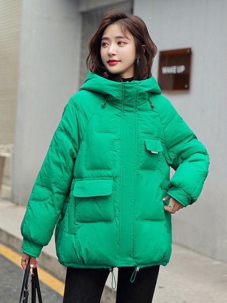 

women's down parkas short padded causal winter jackets woman bread clothes thick warm coats solid green luxury female outwear 221129, Black