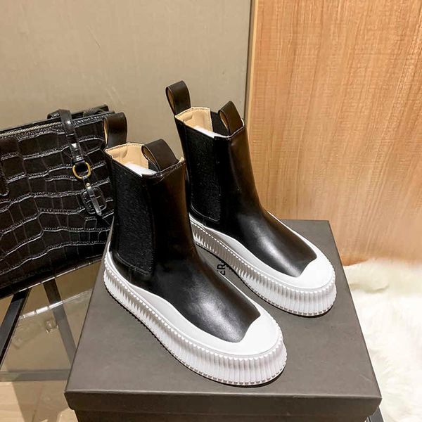 

boot women thick-soled short boots heel black ankle boots fashion heel leather shoe comfortable versatile woman shoes 221129