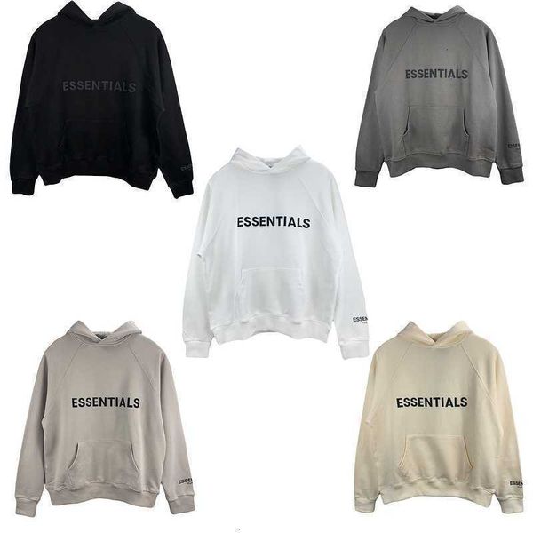 

hoodies hweatshirts multi thread essentials chest letter high street style raglan sleeve reflective hoodie, Black