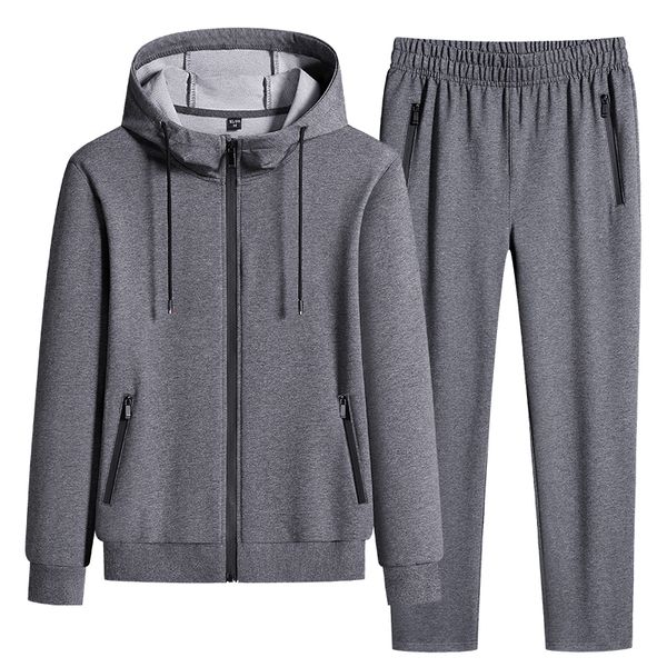 

mens tracksuits winstand plus size men sportswear sets spring autumn clothing hooded pants suit male 2 pieces sweatshirt sweatpants 8xl 2211, Gray