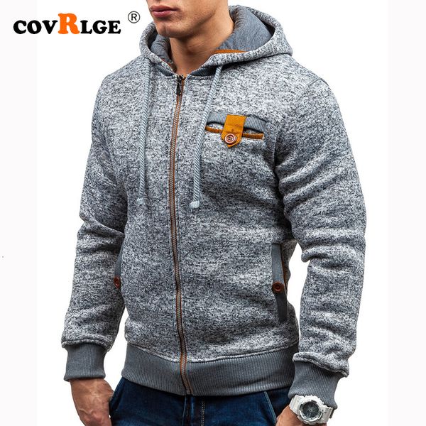 

men's hoodies sweatshirts covrlge men sports casual wear zipper copine fashion jacquard fleece jacket fall autumn winter coat mww181 22, Black