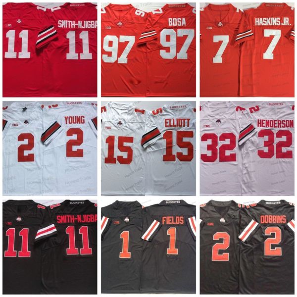 

ohio state buckeyes 97 nick bosa football jersey 18 marvin harrison jr. smith njicba justin fields white color red mens college jerseys embr, Black;red