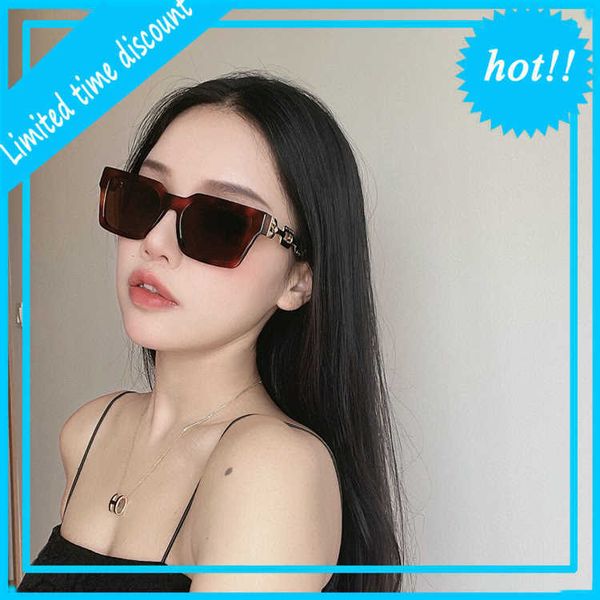 

luxury designer sunglasses 2022 new style square fashionable ins net red of the same women's personality chain leg plate, White;black