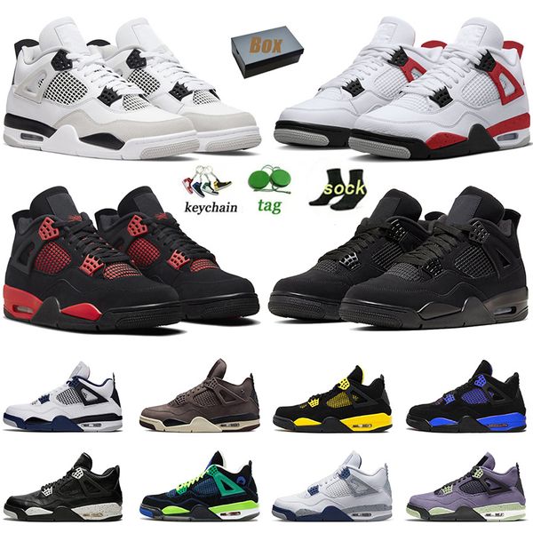 

black cat 4s with box jumpman basketball shoes 4 big size 13 midnight navy red cement thunder j4 travis neon offs white oreos sail j4s men w