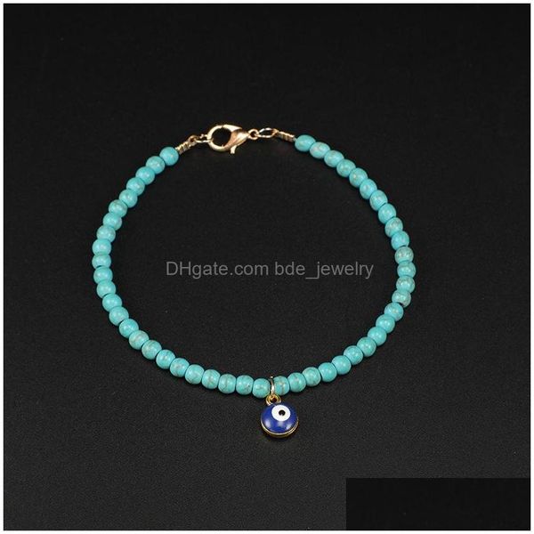 

anklets fashion jewelry beads evil eye anklet turquoise beaded blue eyes pendant anklets drop delivery dhuhf, Red;blue