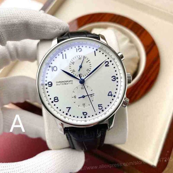 

white classic chronograph men watch satch sapphire es silver blue leather dial sport limited l05j, Slivery;brown