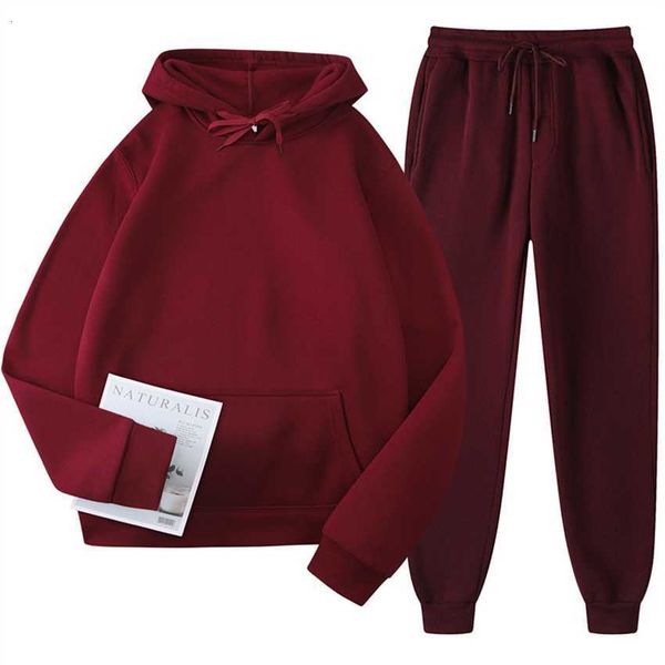 

hoodie tracksuit 2023 essentials double line fashion brand high street bodysuit set plush fog1977 solid hooded, Gray