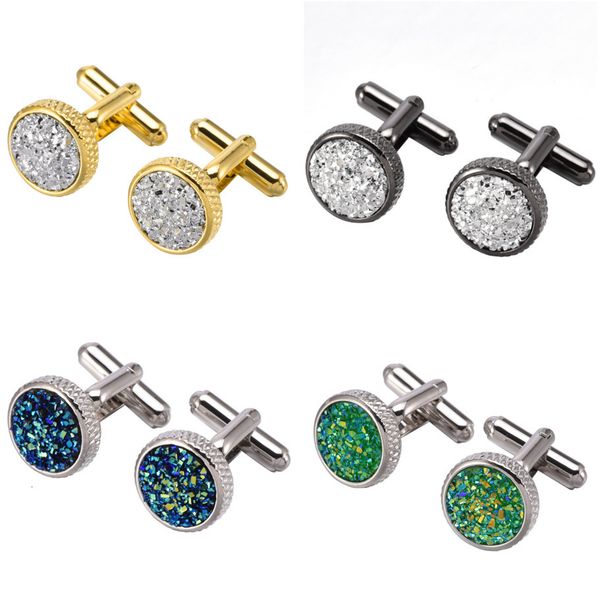 

cuff links 10pairs lot imitated rock crystal links vintage business copper plating link men s jewelry accessory wholesale 221130, Silver