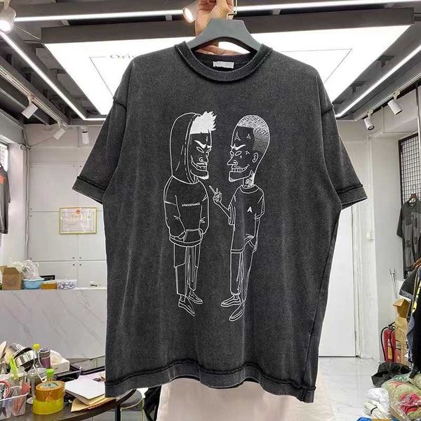 

men's t-shirts high street graffiti heavy print vintage short-sleeved t-shirt t221130, White;black
