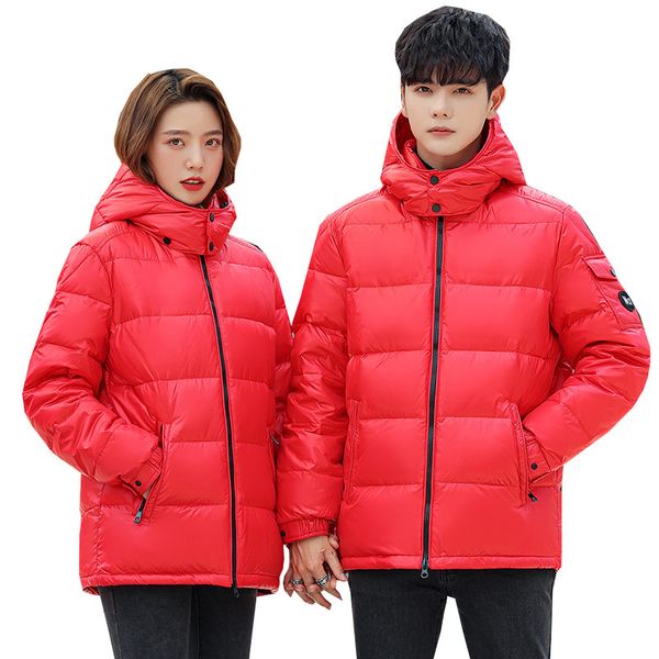 

short down coat parkas winter couple jackets hooded outerwear mens womens thickened warm removable hat windbreakers plus size 4xl, Black