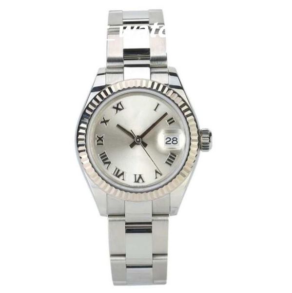 

women's watches automatic mechanical movement silver 28mm watchs steel 279174 oyster bracelet romen dial with box/papers sapphire divin, Slivery;brown