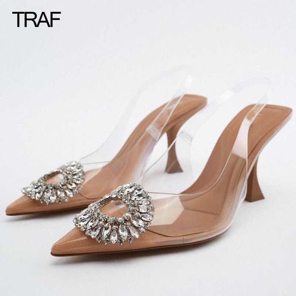 

dress shoes transparent high heels women's pumps rhinestone heeled clear heels sandals woman summer 2022 butterfly slingback pump heels, Black
