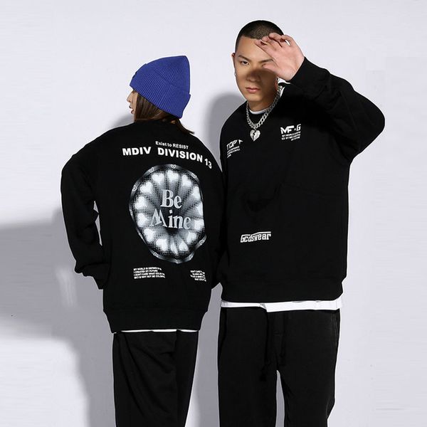 

men's hoodies sweatshirts streetwear oversized o neck mens hip hop harajuku letter printed casual personality double neckline pullover, Black