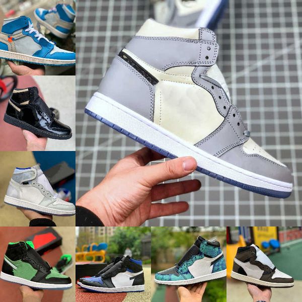

new high 1 1s basketball shoes men women tie dye bio hack lightbulb blue unc patent red white black royal turbo green toe mocha designers