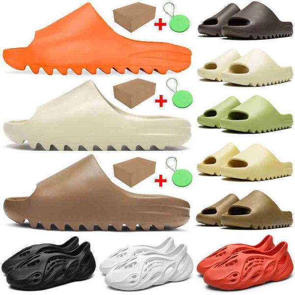 

yeesys slipper slides fashion kanyes foam runners men women sandal s slide sandals enflame orange desert sand resin bone mens womens zc, Black