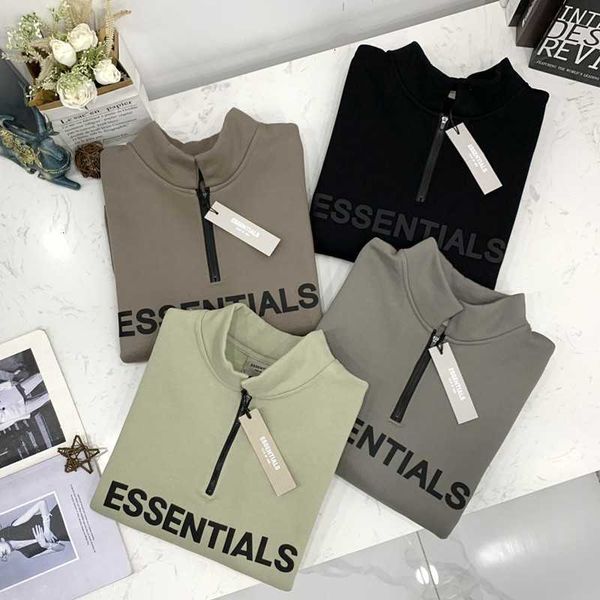 

hoodies hweatshirts essential s autumn and winter new half zipper men's women's same style sweater comfortable cotton, Black