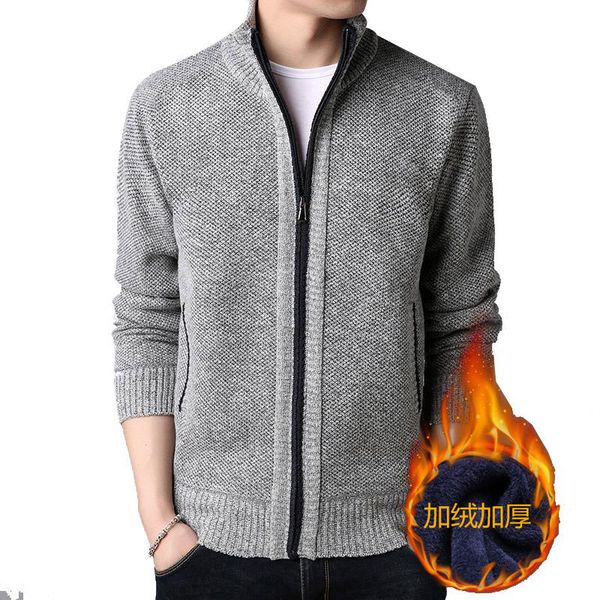 

mens sweaters clothing solid thick warm cardigan masculino clothes for zipper oversize long sleeve coat homme 221130, White;black