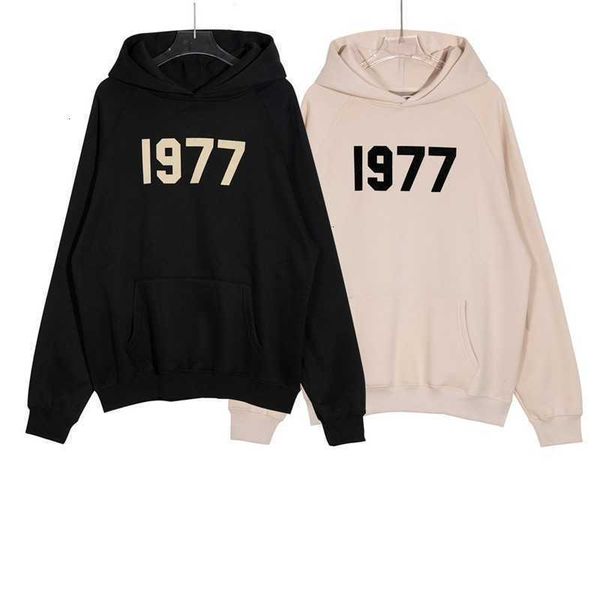

hoodies hweatshirts essentials hooded sweater 1977 flocking 2022 new fashion brand fog early autumn style simple, Black